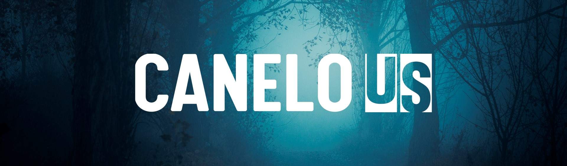 Canelo US logo against an eerie forest background